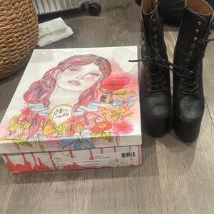 Jeffrey Campbell Black Platform Lace-Up Boots